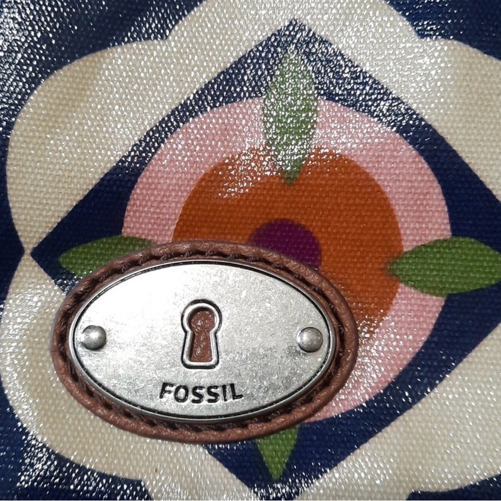 Fossil Key Per coated canvas Crossbody Bag Retro print. - Picture 3 of 7